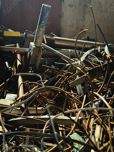 Steel scrap from used in junk,prepare for recycle.