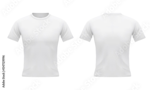 Men's white t-shirt with short sleeve in front and back. sport clothing