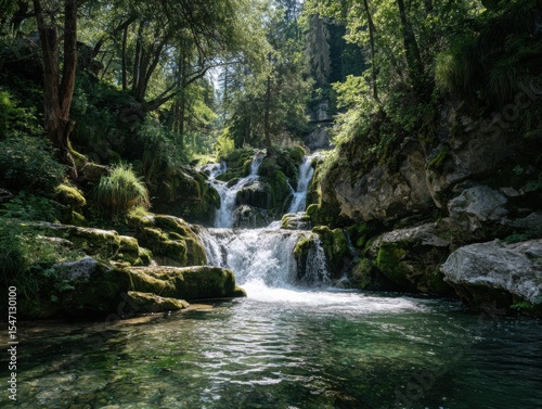 A Colorful Cascading Waterfall On A River