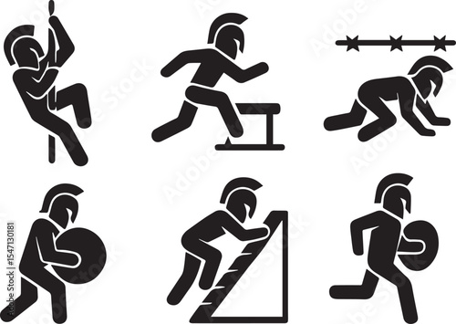 Spartan Race Obstacle Course and Endurance Challenge Vector Illustration