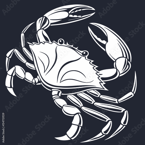 Crab Silhouette – Black Vector Isolated Sea Animal Illustration