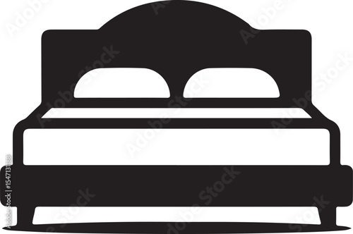 Twin Bed solid icon design on a white background. This black flat icon