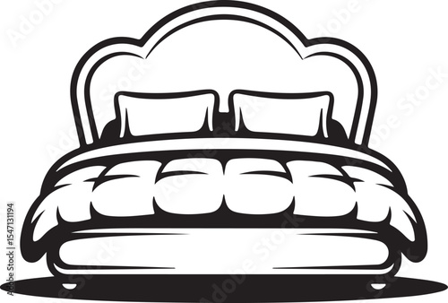 Twin Bed solid icon design on a white background. This black flat icon