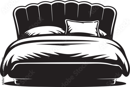Twin Bed solid icon design on a white background. This black flat icon