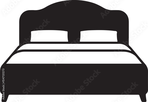 Twin Bed solid icon design on a white background. This black flat icon