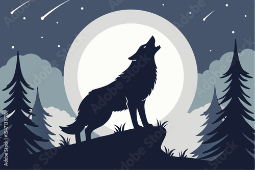 Howling Wolf Vector Silhouette