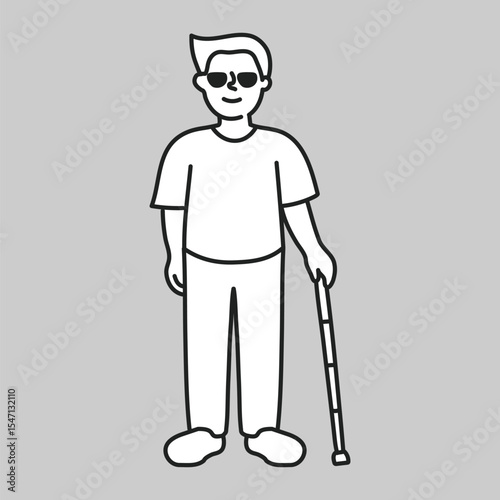 Blind man flat line vector