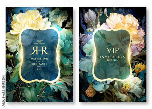 Watercolor floral design wedding invitation template, business brochure template, Rose floral art flyer design, universal background, versatile vector background, creative brochure template