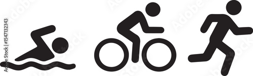 Triathlon Race Swimming, Cycling, and Running Vector Illustration