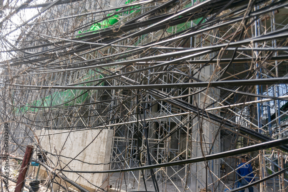 Obraz premium Construction Site Details with Scaffolding