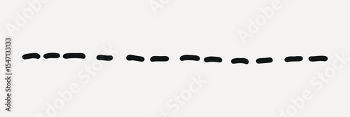 Minimalist dashed line in a hand-drawn style, element vector