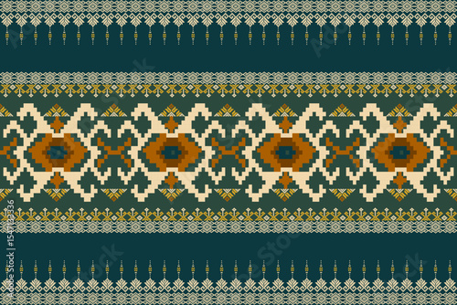 Traditional Ukrainian cross-stitch Detailed vector Illustration for textile printing design, on pixels pastel tones
