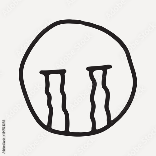 Minimalist crying face with wavy tears, hand-drawn style, element vector