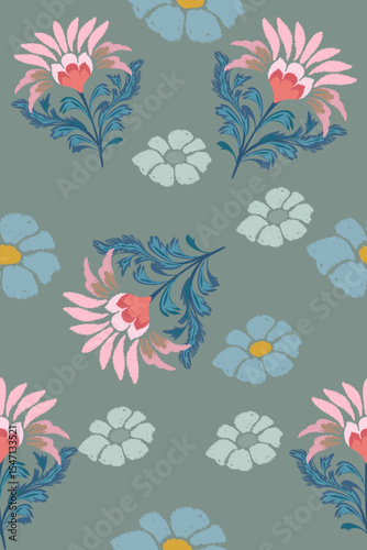 Ikat seamless floral pattern , Motif ethnic floral seamless textil, embroidery, print striped ornament floral, pattern, design for wrapping, silk, scarf, background, text