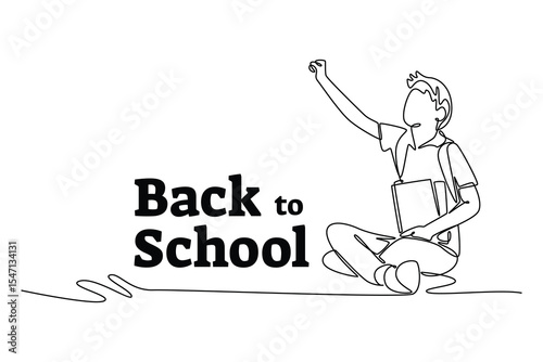 Wallpaper Mural Back to school concept. Single line draw design. Vector graphic illustration Torontodigital.ca