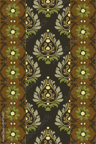 Ikat seamless floral pattern , Motif ethnic floral seamless textil, embroidery, print striped ornament floral, pattern, design for wrapping, silk, scarf, background, text