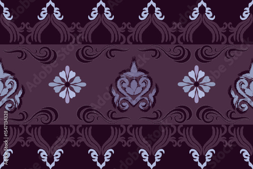 Ikat seamless floral pattern , Motif ethnic floral seamless textil, embroidery, print striped ornament floral, pattern, design for wrapping, silk, scarf, background, text