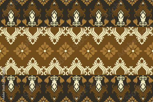 Ikat seamless floral pattern , Motif ethnic floral seamless textil, embroidery, print striped ornament floral, pattern, design for wrapping, silk, scarf, background, text