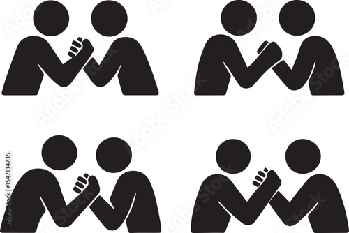 Arm Wrestling Match and Strength Challenge Vector Illustration