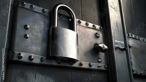 Padlock, Lock, Steel, Steel Padlock on Rustic Wooden Door