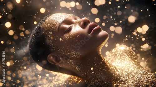 Woman, Female, Model, Golden Goddess Woman Covered in Glitter