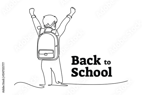 Back to school concept. Single line draw design. Vector graphic illustration