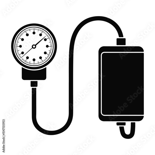Black and White Sphygmomanometer Medical Illustration