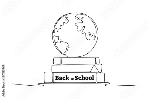 Back to school concept. Single line draw design. Vector graphic illustration