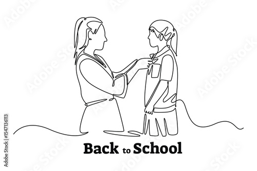 Back to school concept. Single line draw design. Vector graphic illustration