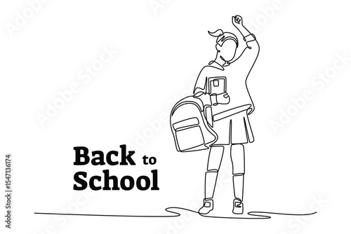 Back to school concept. Single line draw design. Vector graphic illustration