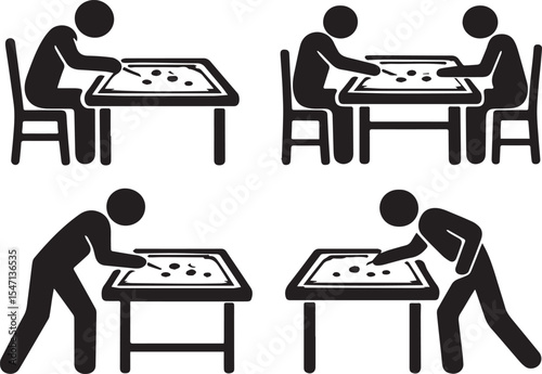 Carrom Board Game Top View Vector Illustration