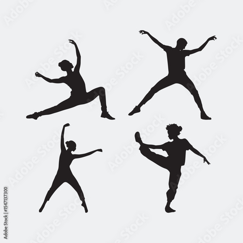 jumping people silhouettes