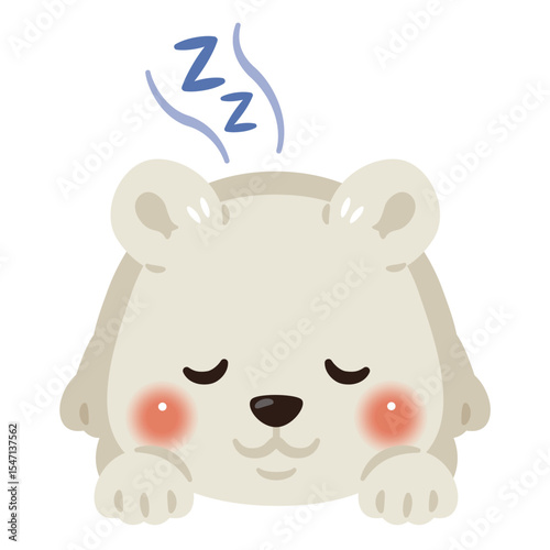 うつ伏せで眠るシロクマのイラスト