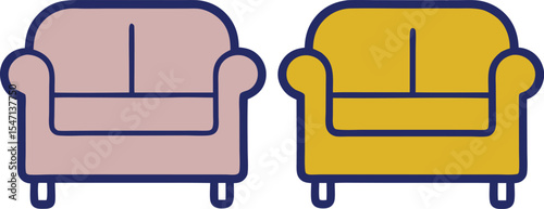 Sofa line and solid icon, Furniture concept, couch sign on transparent background, divan for the living room