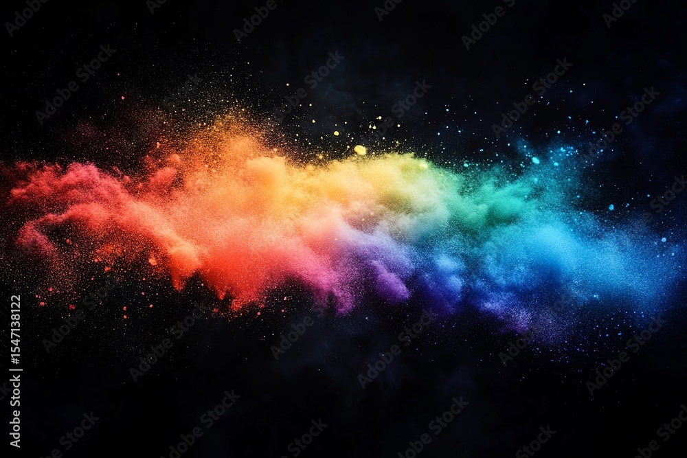 Naklejka premium Rainbow Chalk Dust Gradient on Dark Background