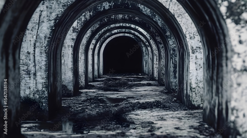 Obraz premium Archway, Tunnel, Dark, Dark Archway Tunnel