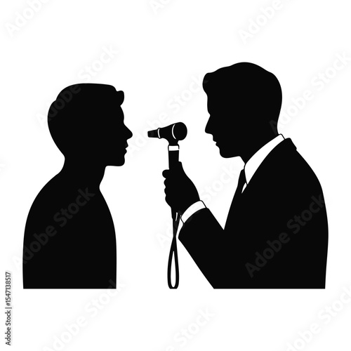 Black Silhouette Doctor Examining Patient with Otoscope