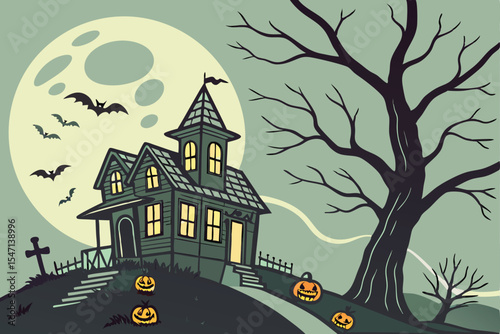 halloween background with castle
