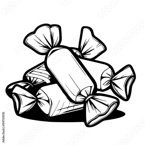 Wrapped candies isolated on white background