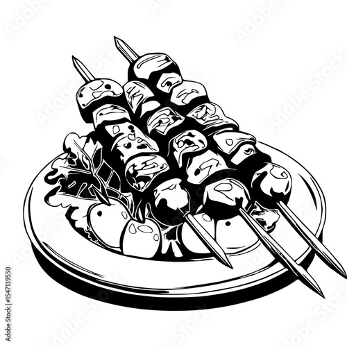 Shish kebab on a plate