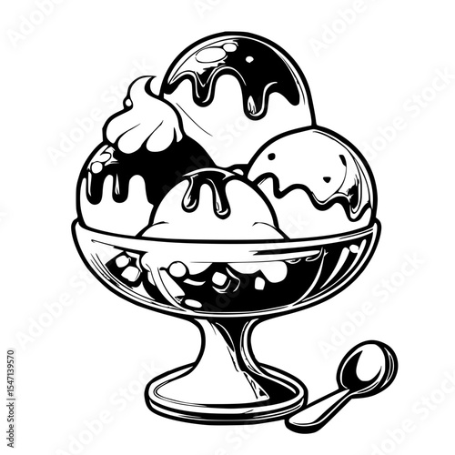 Ice cream sundae in a bowl