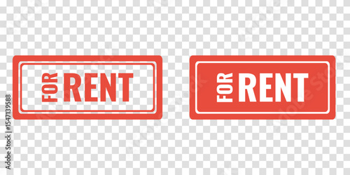 for rent rubber stamp, real estate sign, flat vector icon, transparent background