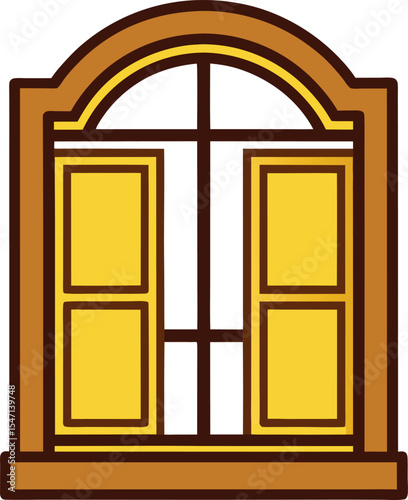 Remodeling yellow brown window icon outline vector Wall design 