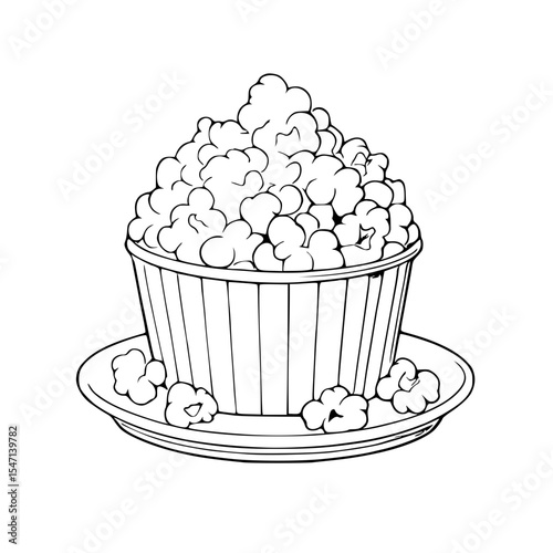 Popcorn in bucket isolated on white background