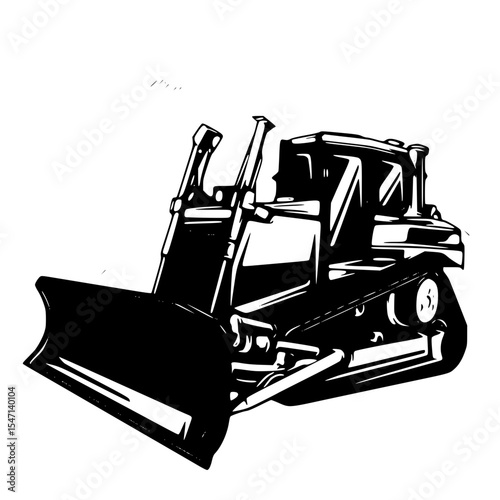 Bulldozer isolated on white background
