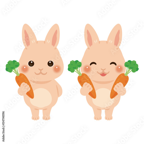 人参を持ったウサギのキャラクターイラスト
