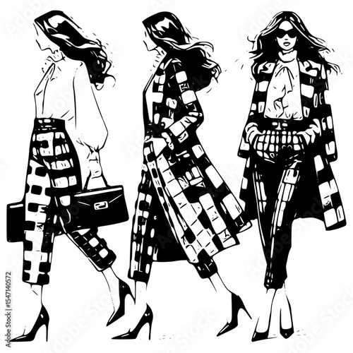 Women in checkered coats