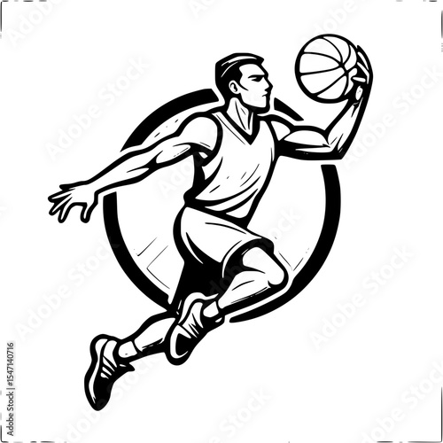 Basketball player jumping, isolated on white background