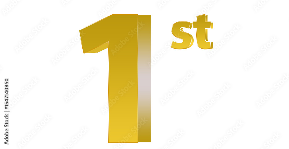 Obraz premium 3d gold number 1st