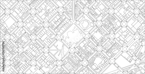 Layered editable vector illustration outline of detailed streets of Barcelona,Spain.